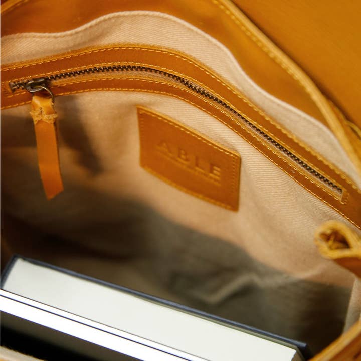 Cognac Elsa Basketweave Backpack for wholesale on Faire4