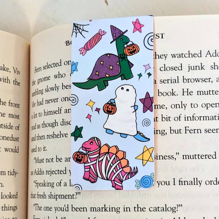 Halloween Dinosaurs Magnetic Bookmark for wholesale by Meg Huff Photography & Art