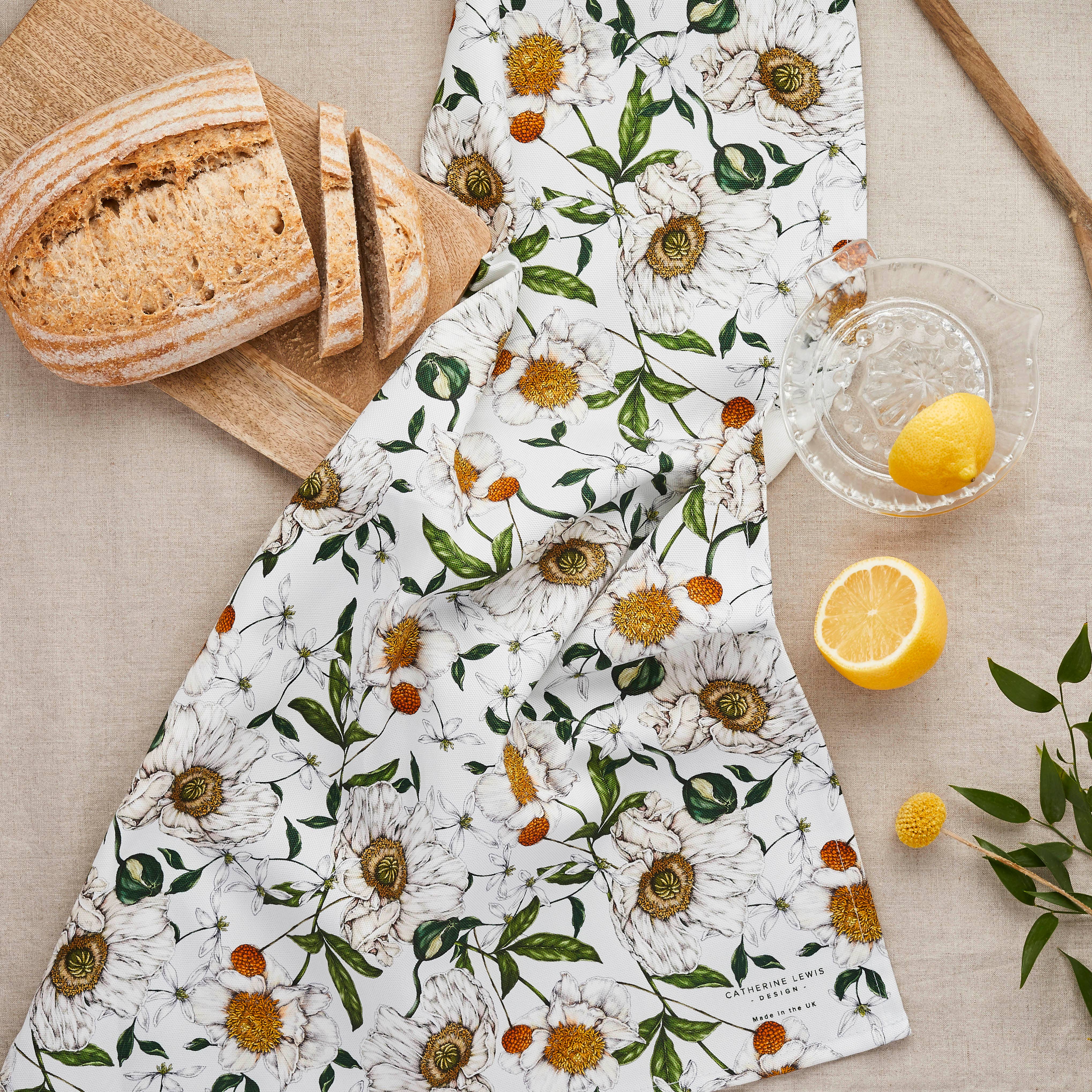 Catherine Lewis Design - Wholesale Tea Towel - Spring Blossom - Tea Towel - Ivory2