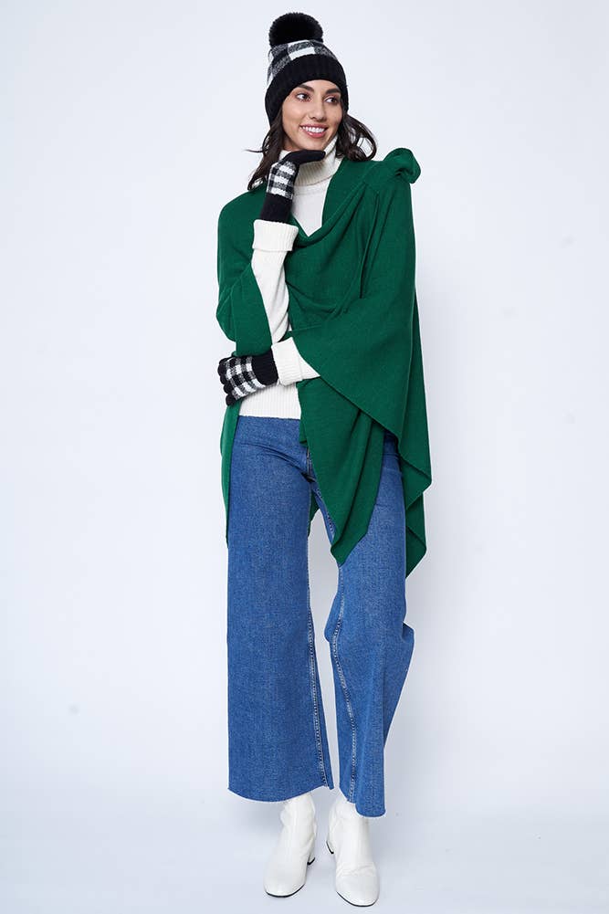 Hana - Venta al por mayor Poncho - Mujer - Ruana sólida con correa para el hombro40