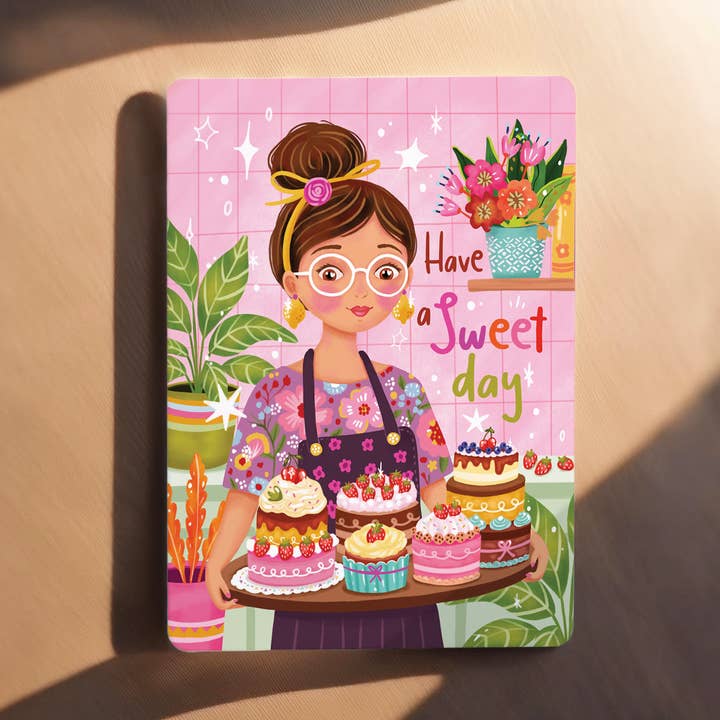 Aniet Illustration – wholesale Födelsedagskort – Kort grattis födelsedag kvinna tårta bara vykort1