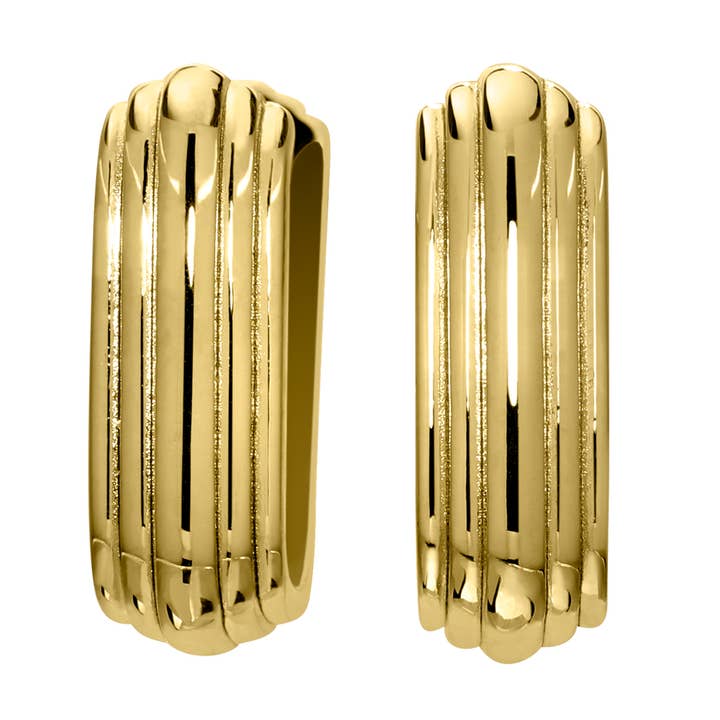 Boucles d'oreilles créoles à charnière rainurées carrées arrondies (BL3010EG) pour la vente par Kelly Waters