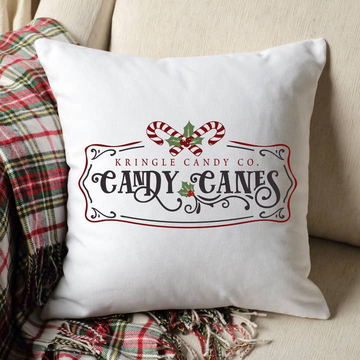 Candy Canes Co Jul Bondgård Fyrkantig Örngott för wholesale av Wild & Untamed Designs