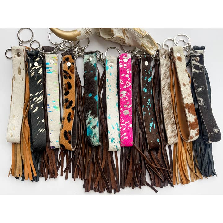Boho Ranch Shop - Vente Porte-clés – femme - Porte-clés à franges en cuir de vachette