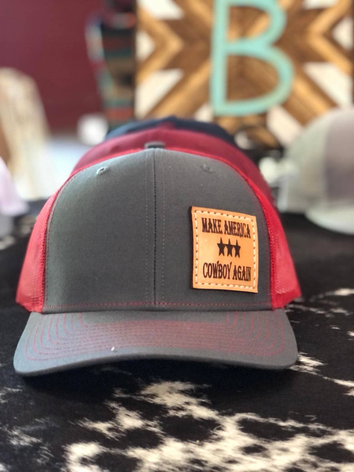 Rafter B Leather – boné - Unissexo por atacado – Patch em Pele Personalizado Chapéus (24+ Chapéus)2