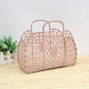 HoT VINTAGE JELLY BAG 80s Transparent Clear Box Purse with Silver