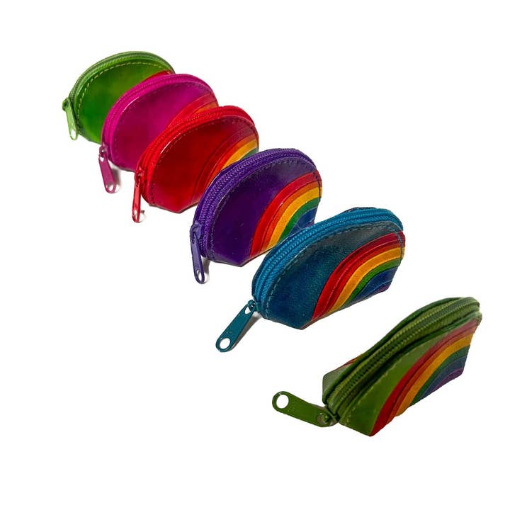 Regenboog Mini Leren Muntportemonnee, ST-CP-RB-702 voor wholesale door Shop Therapy