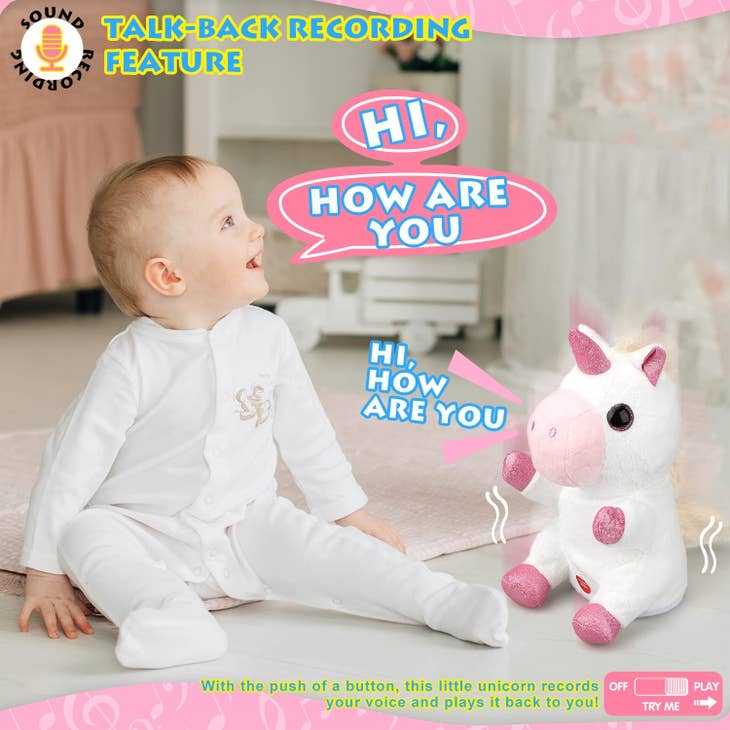 Wholesale Plush Unicorn Toys Baby Musical Talking Toys for your store -  Faire