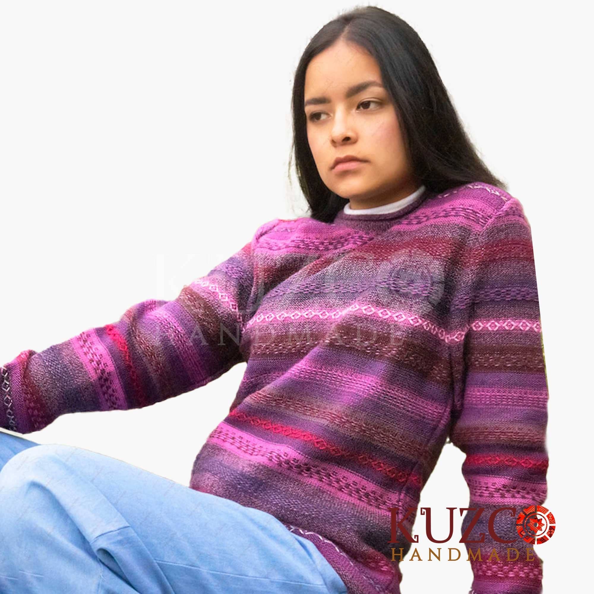 KuzcoHandmade – Großhandel Strickpullover – Damen – Rustikaler, weicher, warmer, bunter peruanischer Alpakawolle0