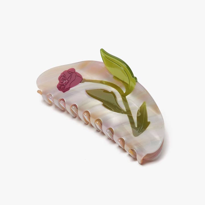 WINONA IRENE - Wholesale Hair Clip - Women's - Women's Wild Rose Flower Long Hair Claw in Pink Acetate
