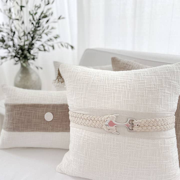 The Cushion Accessory Co. Pty Ltd - Venta al por mayor Funda de cojín - COJINES NÁUTICOS COLOR CREMA CON ANCLA
