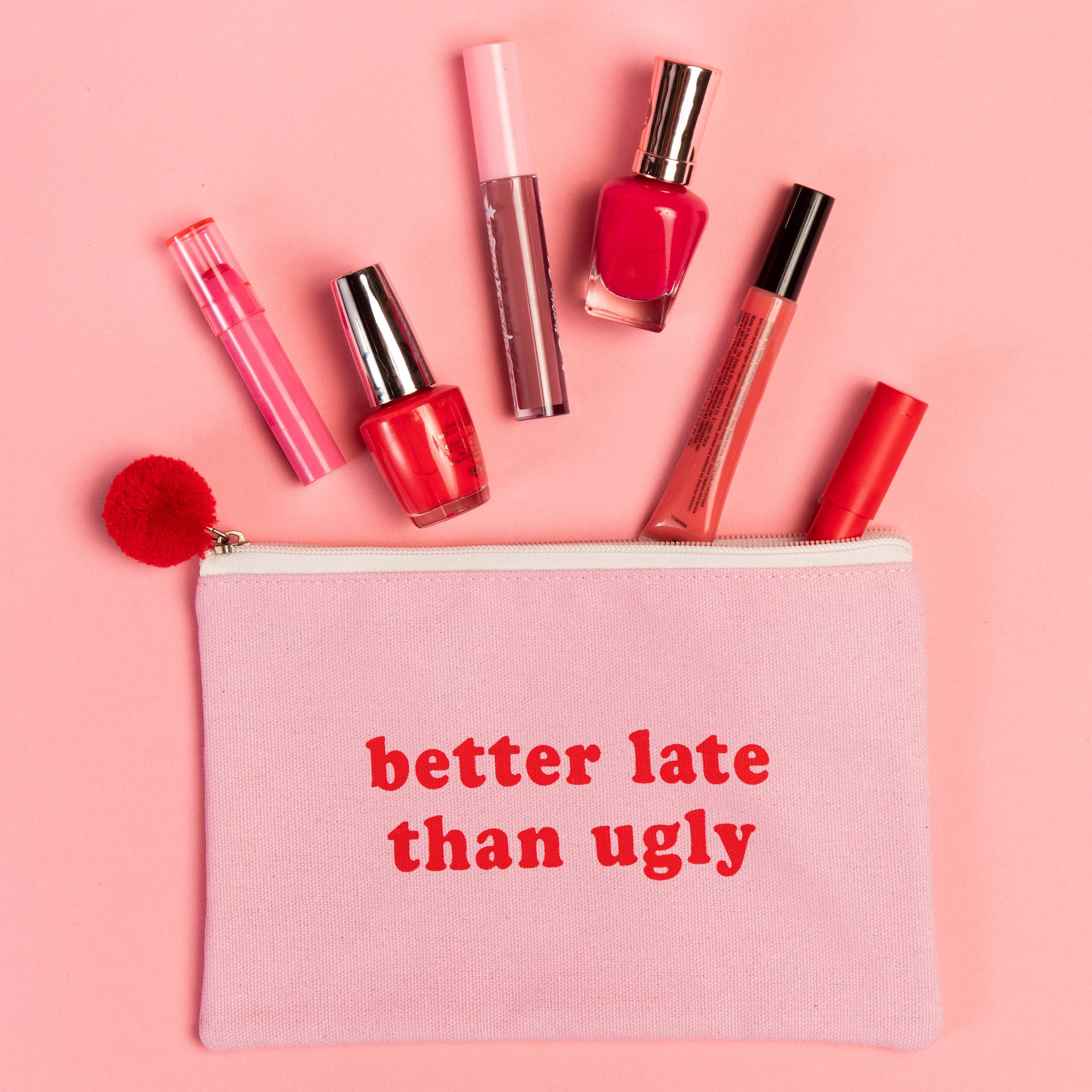 Totalee Gift - Wholesale Pouch - Women's - Better Late Than Ugly Canvas Cosmetic Bag0