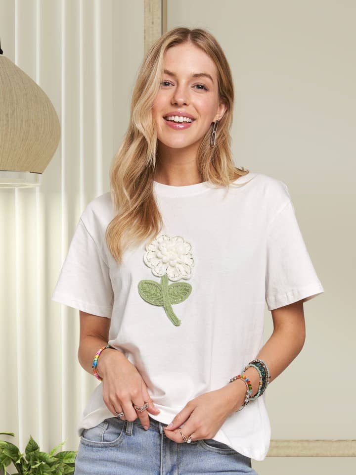 WHITE CET3631 - BEADS PATCH TOP for wholesale on Faire
