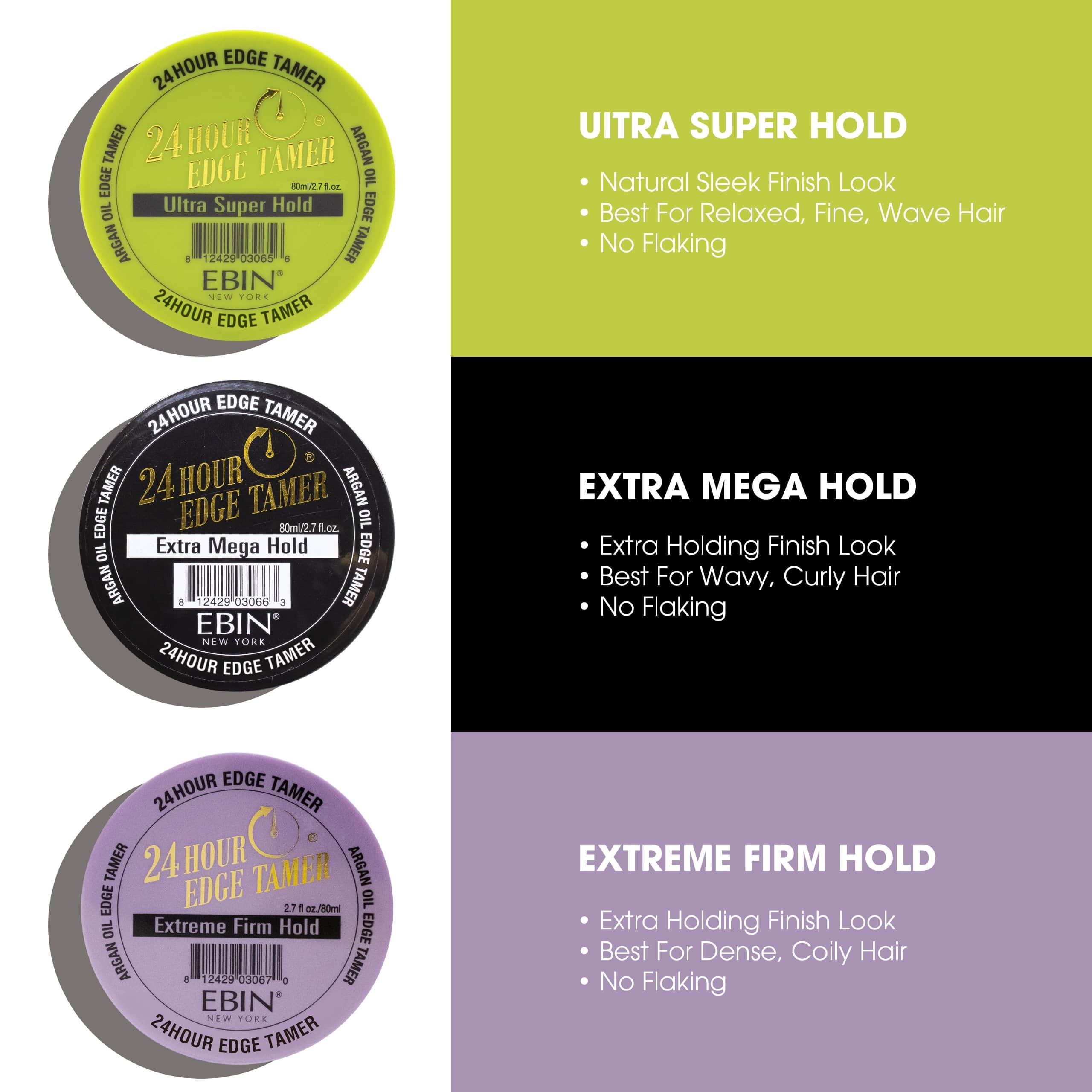 EBIN NEW YORK - Wholesale Hair Styling Gel/Mousse - 24 Hour Edge Tamer - Extra Mega Hold 2.7oz/ 80ml9