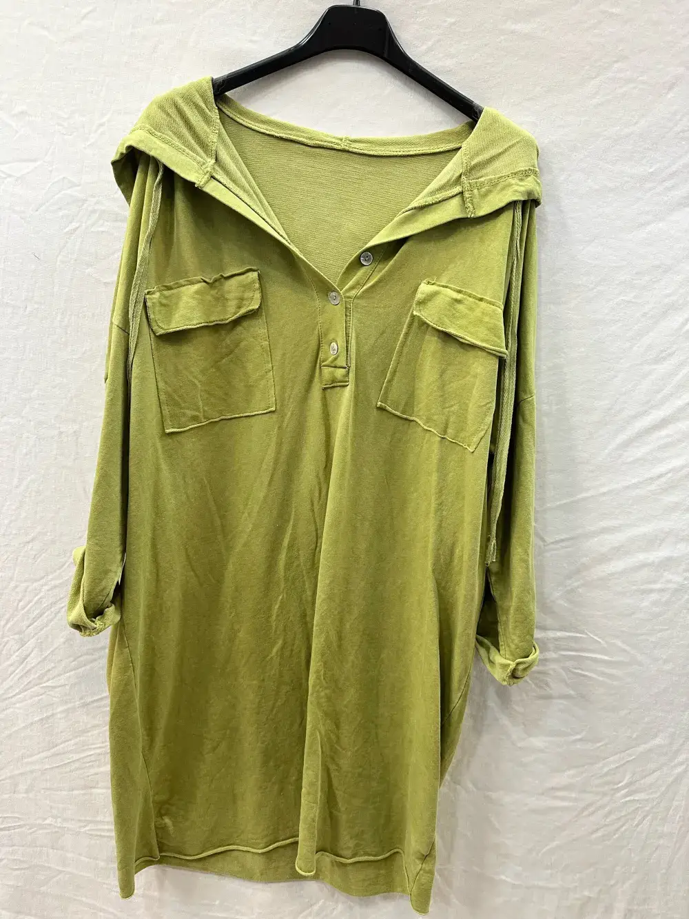Mimi & Gogo - Wholesale Dress - Women's - Hooded sweatshirt dress with pockets @8587_RSweatsPoche6