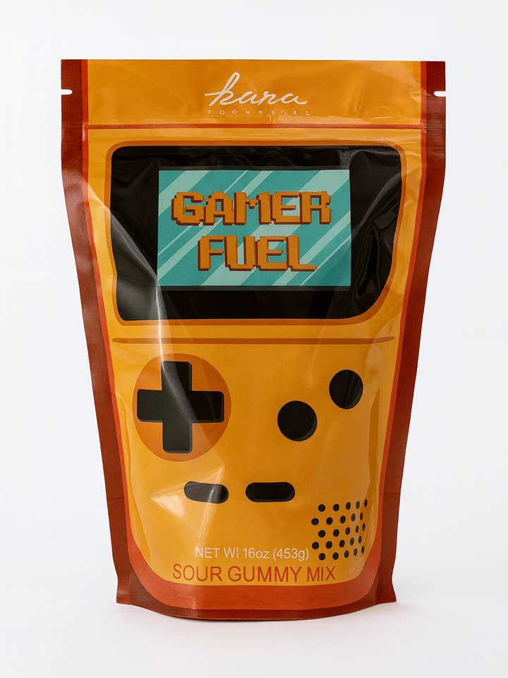 Gamer Fuel Assorted Gummy Pouch 16 ounces for wholesale by Kara Chocolates