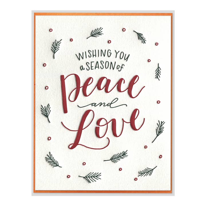 INK MEETS PAPER - Wholesale Season's Greetings Card - Season of Peace and Love Letterpress Christmas Card1