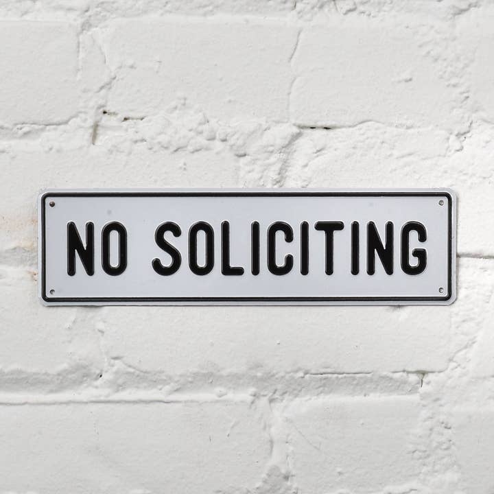 No Soliciting Aluminum Sign for wholesale by Crooked & Spur