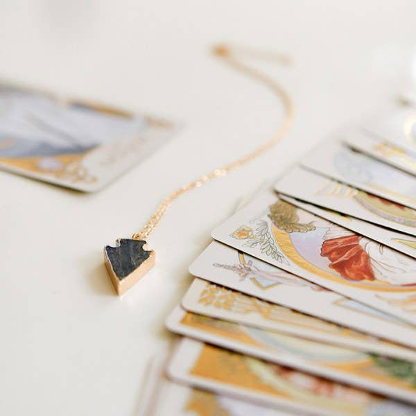 Labradorite Triangular Point Pendant Steel Necklace for wholesale by Bijoux 7bis