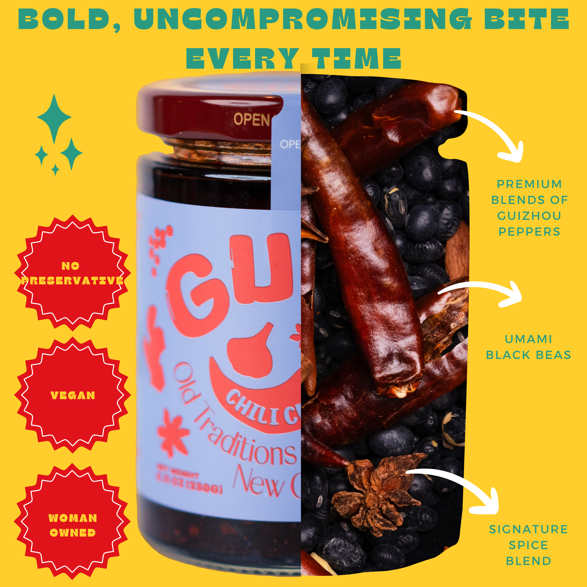 GUIZ – Engroshandel Sauce – Chili Crisp med fermenterede sorte bønner1