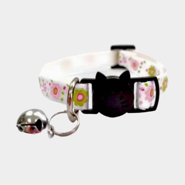Weiß mit rosa/grünen Blumen Katzenhalsband für den Großhandel von Zacal Cat Collars