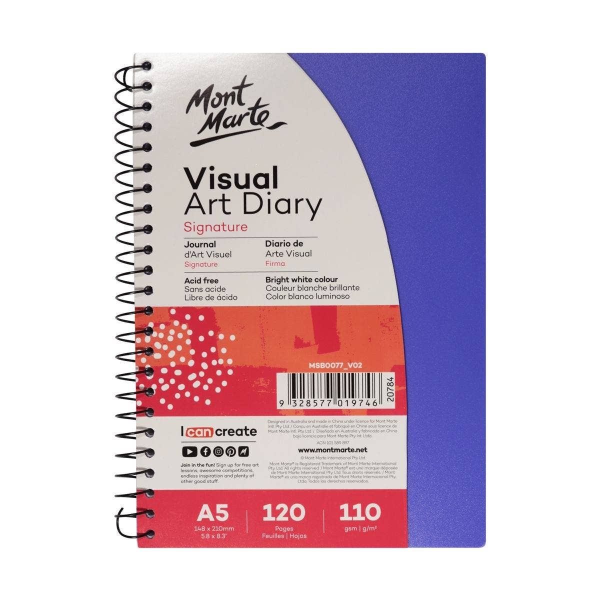 Mont Marte Usa, Inc. - Wholesale Sketchbook/Sketchpad - Visual Art Diary Colored Cover Signature 110gsm A53