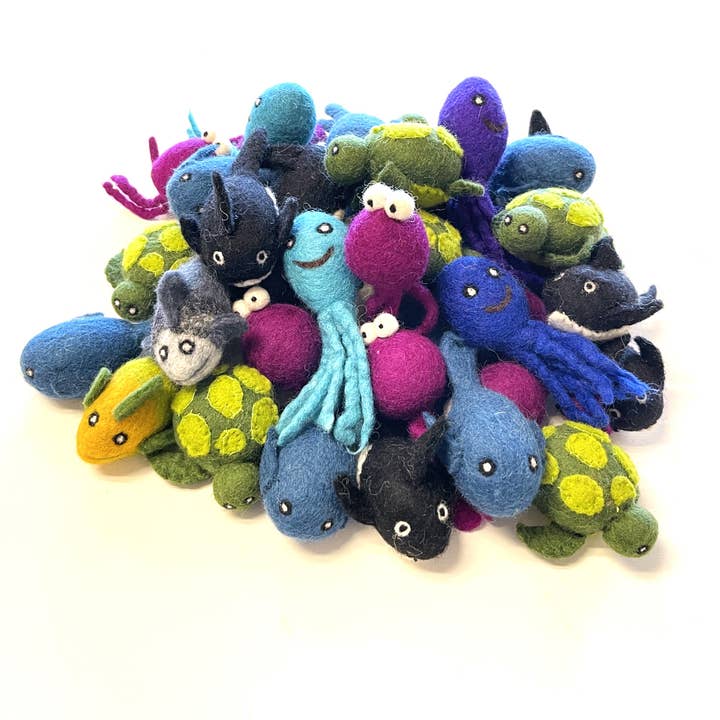 Aquatic Wool Pet Toy - 60 Asst. Counter Display for wholesale by Karma Cat Inc.