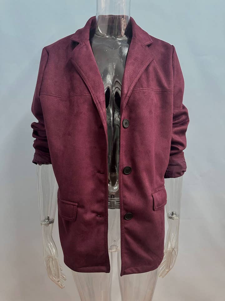 HIDDENBRAND - Wholesale Blazer - Women's - vintage oversized suede lapel blazer in brown28