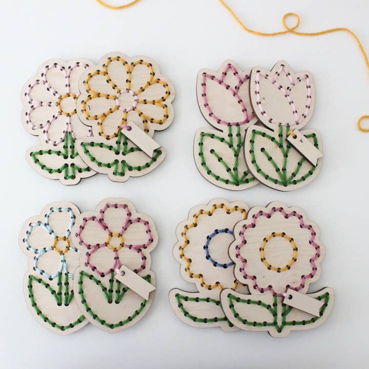Kids Yarn Flower Wooden Embroidery DIY Kit for wholesale by The HNB House