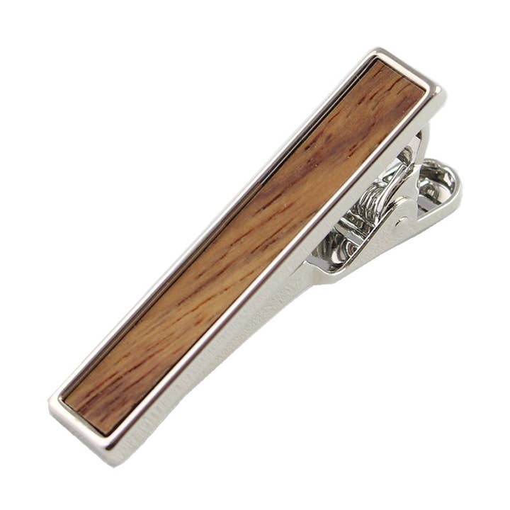 Bubinga Wooden Inlay-Silver Tie Bar for wholesale by DIBI