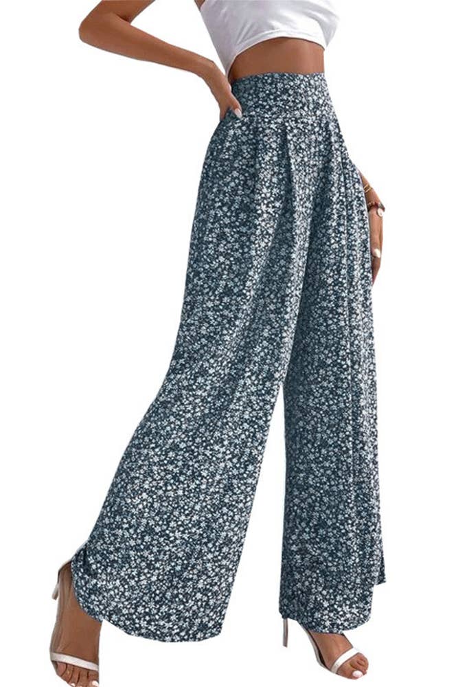 UNISHE - Wholesale Broek - Dames - Hoge Taille Wijde Pijpen Bloemenbroek ZK24916