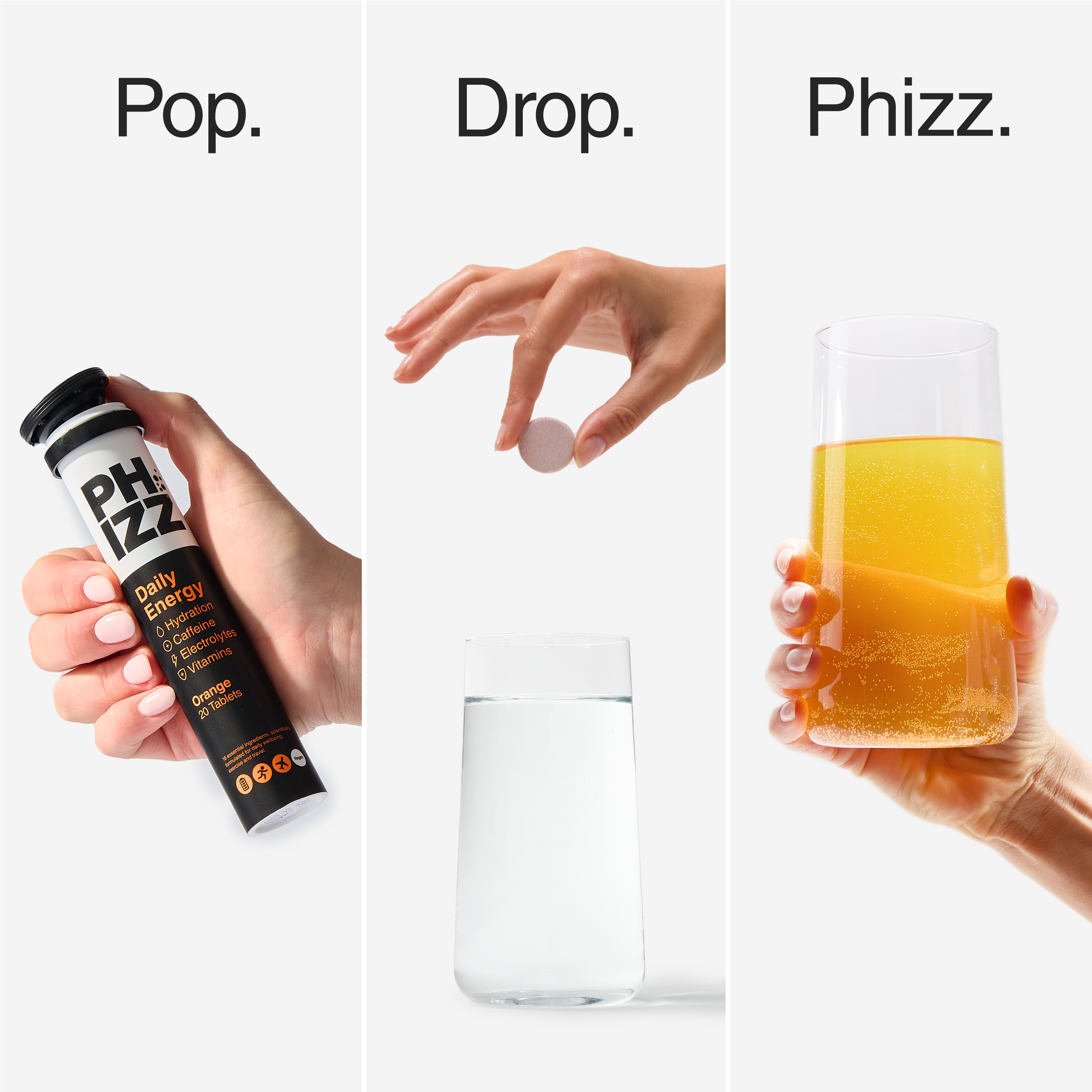 Phizz - Wholesale Voedingssupplement/vitamine - Phizz Daily Energy 20 bruistabletten 3-in-1 – Sinaasappel6