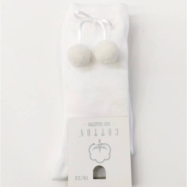 Cotton Socks - Wholesale Socks - Kids & Baby - HIGH SOCK WITH POM POM1