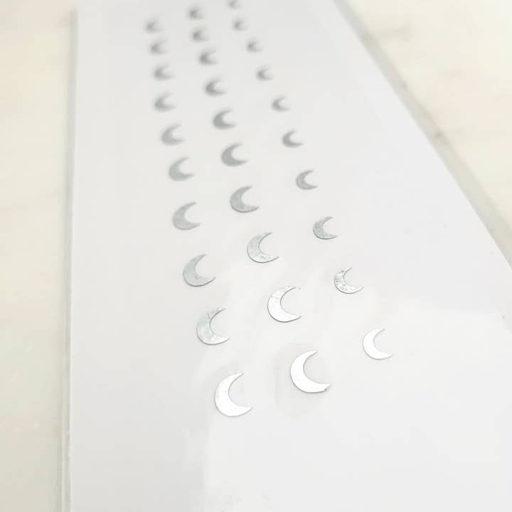 NationInFashion - Wholesale Body Glitter/Shimmer - Moon Bindis Indian Traditional Crescent Bindi Silver Color1