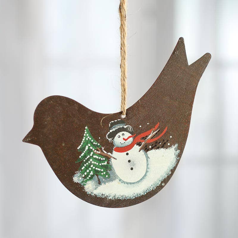 Factory Direct Craft - Wholesale Christmas Decoration - Rusty Tin Bird Christmas Ornament 0