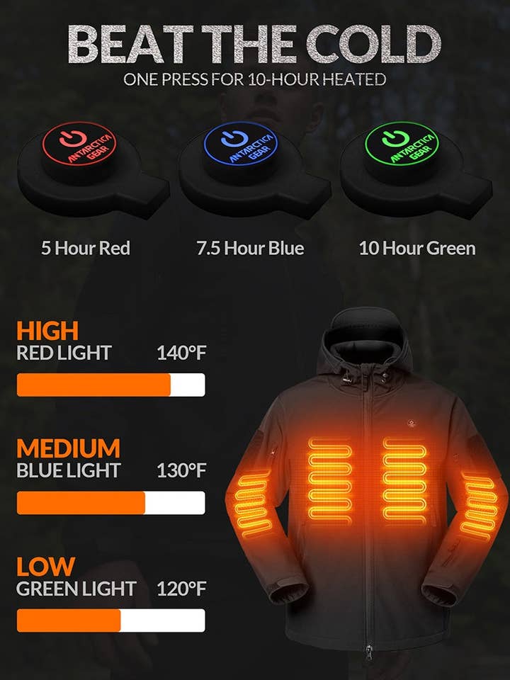 Antarctica Outdoors - Wholesale Jacket – Men's - ANTARCTICA GEAR Heated Jacket for Men and Women, Winter Coat Soft Shell Heating Hood Jacket16