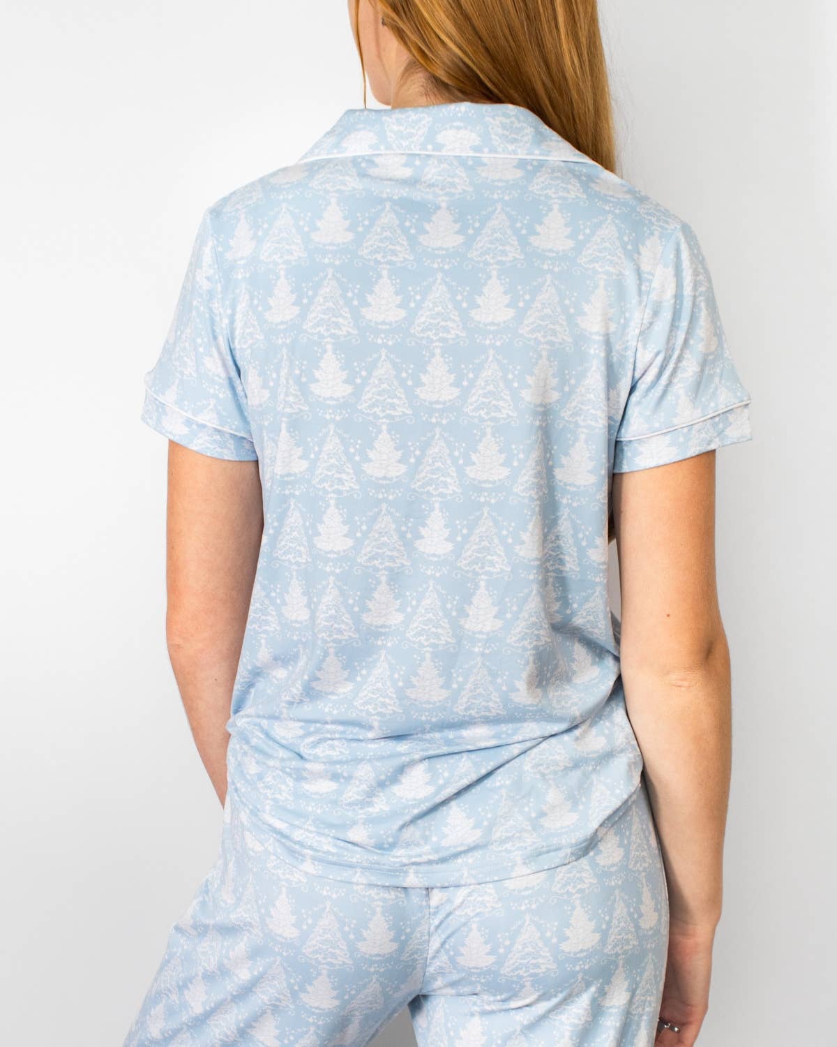 The Royal Standard - Wholesale Sleepwear Top - Women's - Winter Dreams Short Sleeve Button Up Sleep Shirt   Light Palace/White   -Asst.2