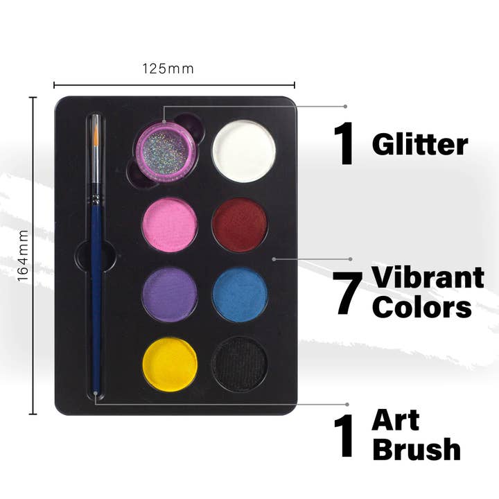 LUCKY ART CRAYONOLOGY – wholesale Leksakssmink/ansiktsmålning - Barn – Ansiktsmålning kit för barn, 7 klara färger, 1 glitter, 1 pensel