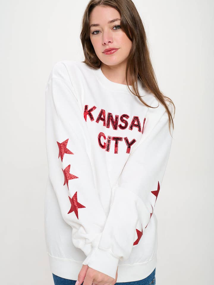 Locale – Großhandel Sweatshirt – Damen – Kansas City Star Sweatshirt mit Pailletten