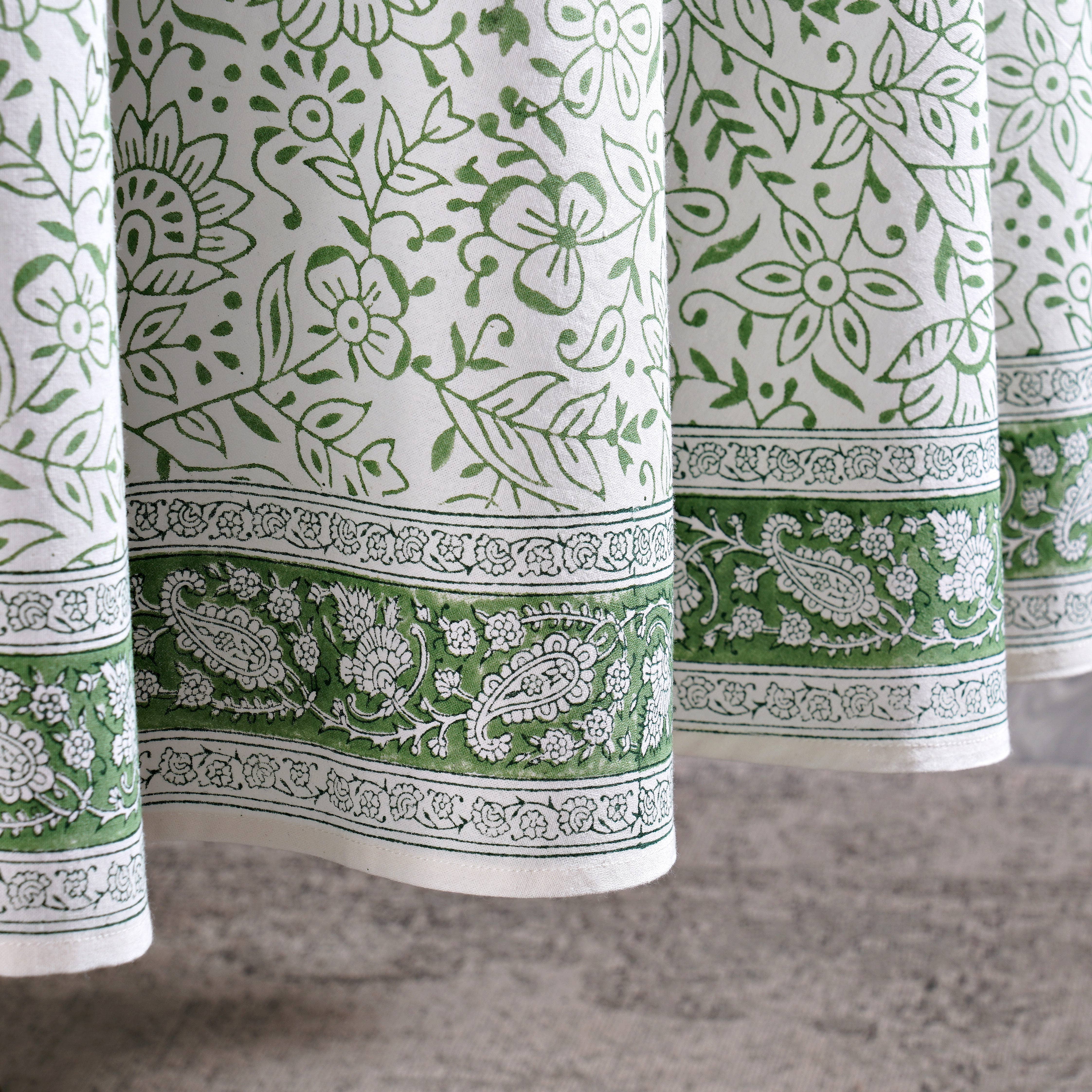Fabricrush – wholesale Tablecloth – Sage Green Jaal  Indian Hand Block Print Round Tablecloth5