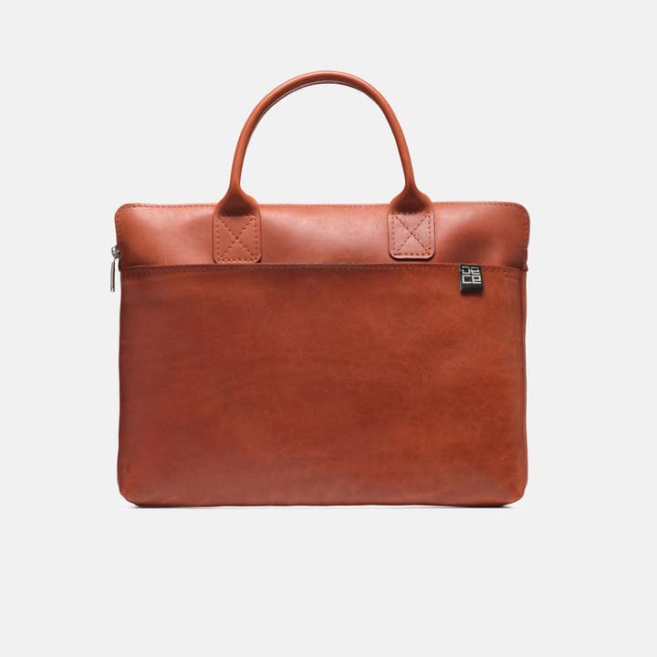 Mala de documentos em pele com fecho de correr, alça para bagagem por atacado de DECE