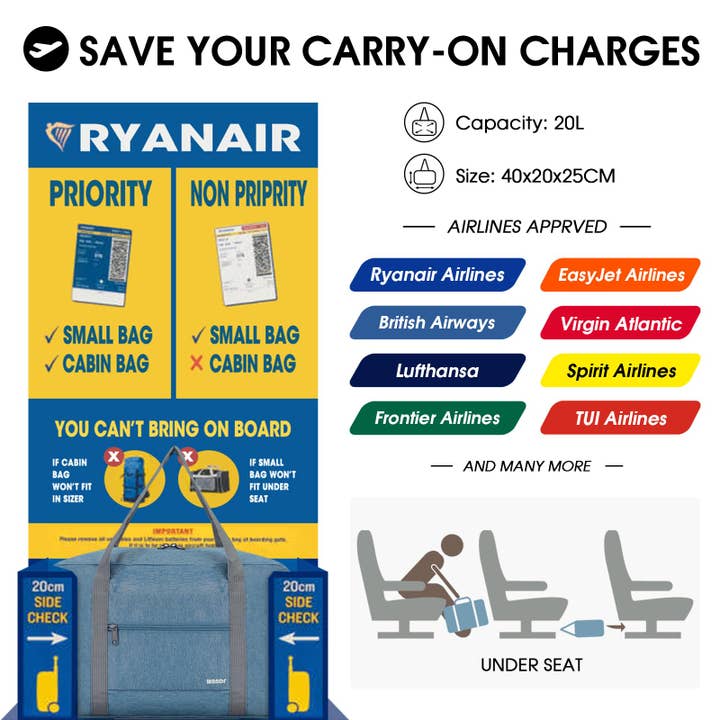 wandf - Wholesale Weekender Bag - Women's - Airplane Personal Item Travel Bag Best Underseat Bag WF112225