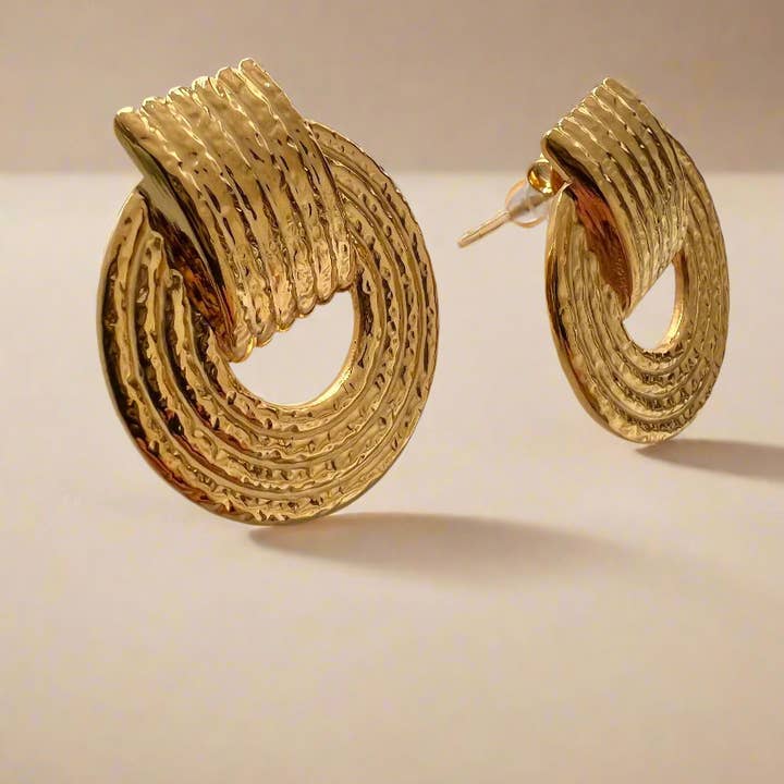 Gold Lunar - Wholesale Hoop Earrings - Roma Molten Earrings 18k Gold Plated Sculptural Fashion