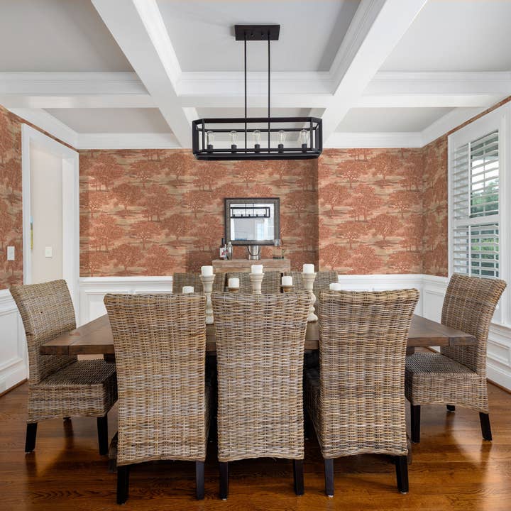 Forest Toile Red Peel and Stick Wallpaper for wholesale on Faire4