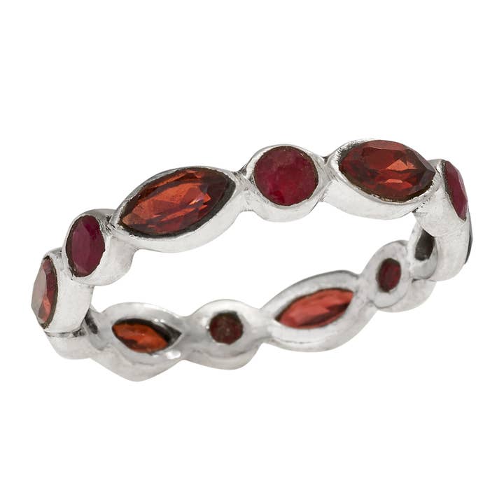 Ring Around the Rosie Sterling Silver Garnet Ring for wholesale by Tiger Mountain Jewelry