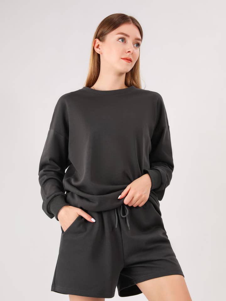 Mapletina Women's and Teenagers Sweatshirt and Shorts Set for wholesale by Maxonn Fashion