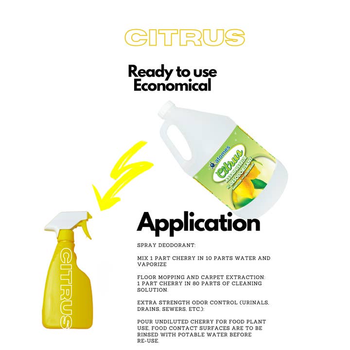 atomsbio – wholesale Multi-surface cleaner – CITRUS - Sanitizer Germicidal Cleaner & Deodorant