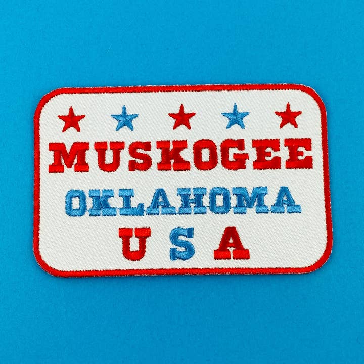 Muskogee Oklahoma USA Iron On Patch for wholesale by Ridin' High Productions