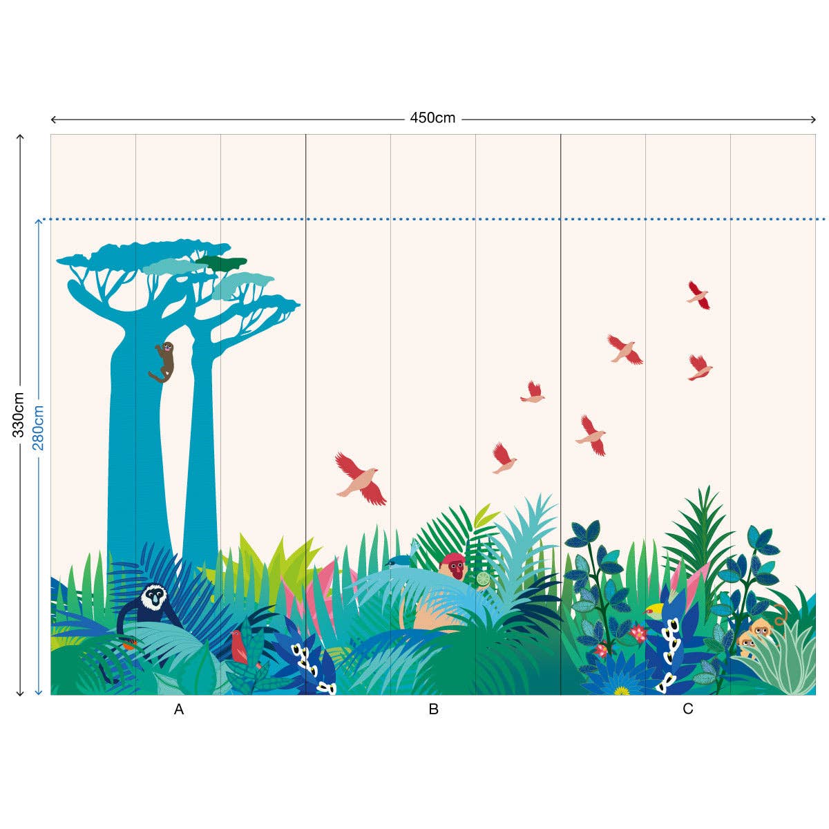 Little Cabari – Großhandel Tapete – MANJA blaues Standard-Panoramadekor5