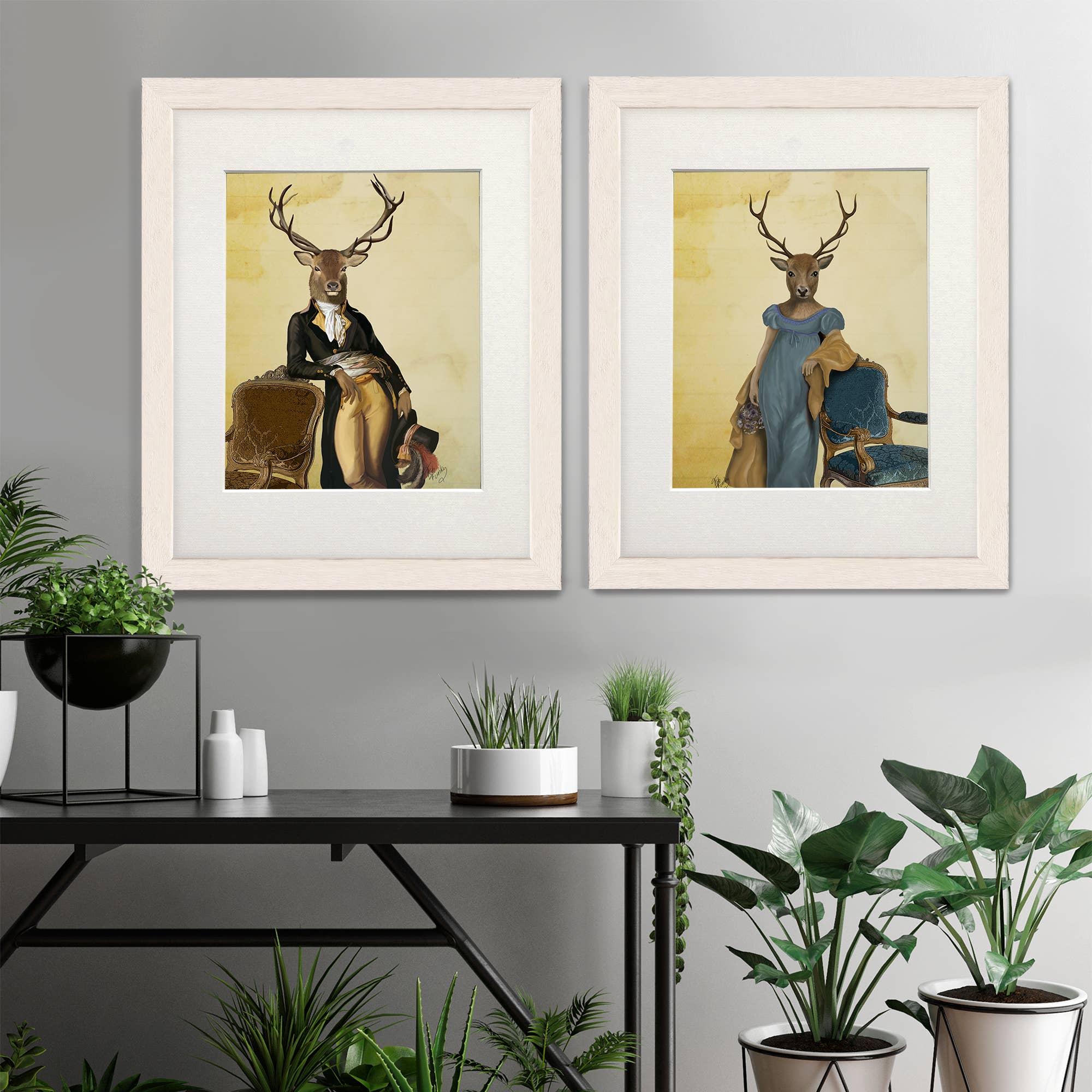 FabFunky Ltd - Wholesale Art Print - Deer & Chair, Stag Regency Style Giclee Art Print Wall Art5